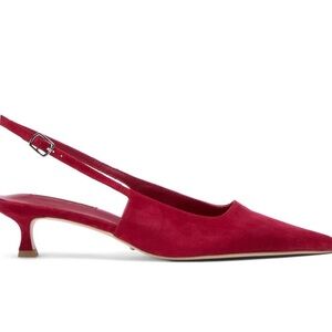 Red Suede Slingback Kitten Heel Pumps by Tony Bianco
